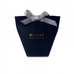 12 petites boîtes cadeaux en kraft noir à plier "Merci beaucoup" 11.5x10x5.5cm - 7835