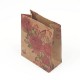 12 sacs cabas en papier kraft brun illustration de roses 15x6x20cm - 7870