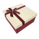 Coffret cadeaux de couleur rouge bordeaux et blanc crème 20.5x20.5x10.5cm - 7893m