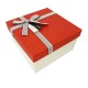 Petit coffret cadeaux blanc cassé et rouge 16.5x16.5x9.5cm - 7898p