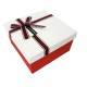 Coffret cadeaux bicolore rouge vif et blanc 16.5x16.5x9.5cm - 7901p