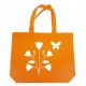 12 petits sacs cabas intissés oranges motifs fleurs avec soufflet 30+10x26cm - 15089
