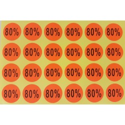 Lot de 240 étiquettes de remise adhésives 80% oranges - 7926of