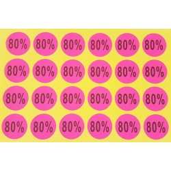 Lot de 240 étiquettes de remise adhésives 80% rose fluo - 7926r
