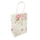 12 petits sacs en papier kraft à fleurs fond vert clair 15x8x21cm - 14086