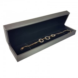 Écrin pour bracelet ou chaîne aspect simili cuir gris métallisé 5.5x22x3cm - 10123