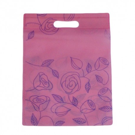 12 sacs non-tissés roses imprimé de roses 30x37cm - 9052