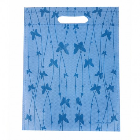 12 sacs non-tissés bleu clair imprimé papillons 30x37cm - 9055