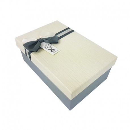 Boîte cadeaux bicolore gris clair et blanc cassé 18x11x6.5cm - 9337p