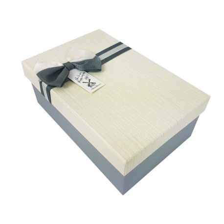 Boîte cadeaux de couleur gris clair et blanc cassé 20x13x8cm - 9338m