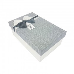 Boîte cadeaux bicolore écrue et gris clair 18x11x6.5cm - 9340p