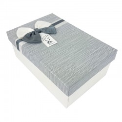 Boîte cadeaux écrue et gris clair avec noeud ruban 22x15x9cm - 9342g