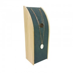 Porte collier rectangulaire en bois et suédine gris anthracite - 9371