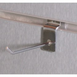 Bras droit en métal chromé 10cm pour panneau rainuré