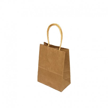 12 minis sacs cadeaux papier kraft brun naturel 11x6x15cm - 14014
