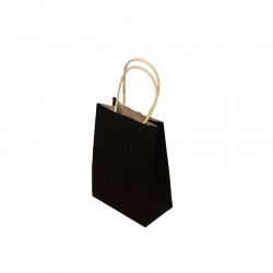 12 minis sacs cadeaux papier kraft noir 11x6x15cm - 14026