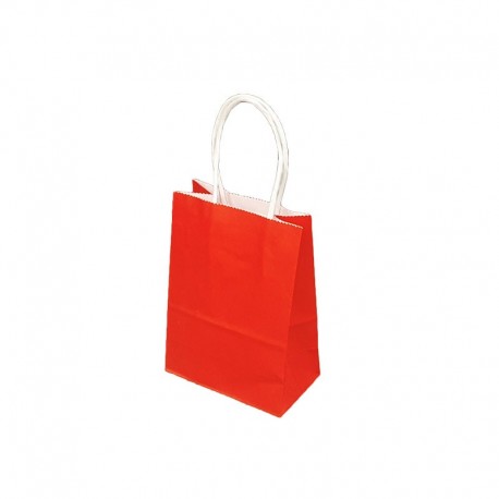 12 minis sacs cadeaux papier kraft rouge 11x6x15cm - 14032