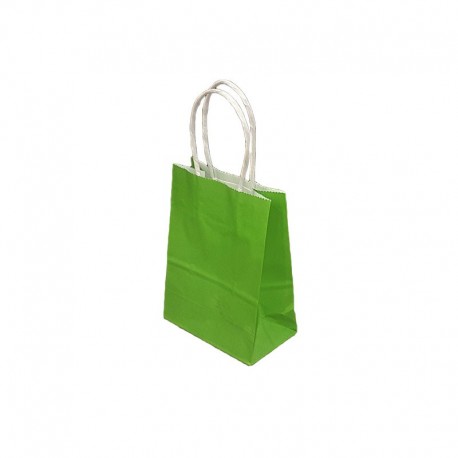 12 minis sacs cadeaux papier kraft vert anis 11x6x15cm - 14068