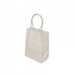 12 petits sacs cadeaux papier kraft blanc 15x8x21cm - 14021