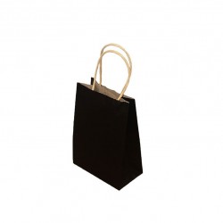 12 petits sacs cadeaux papier kraft noir 15x8x21cm - 14027