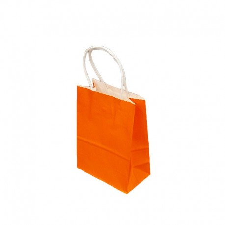 12 petits sacs cadeaux papier kraft orange 15x8x21cm - 14039
