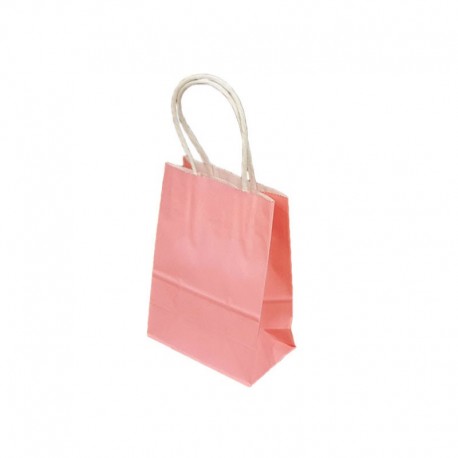 12 petits sacs cadeaux papier kraft rose clair 15x8x21cm - 14045