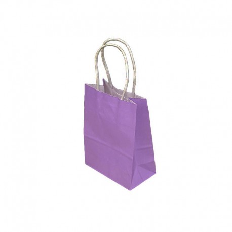 12 petits sacs cadeaux papier kraft mauve lilas 15x8x21cm - 14057