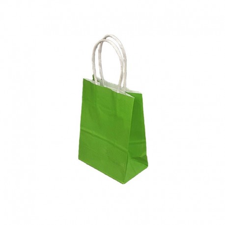 12 petits sacs cadeaux papier kraft vert anis 15x8x21cm - 14069