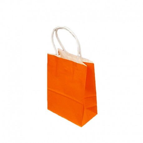 Lot de 12 sacs papier kraft uni orange 21x11x27cm - 14040