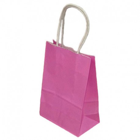 12 grands sacs cadeaux papier kraft rose fuchsia 31x12x42cm - 14054