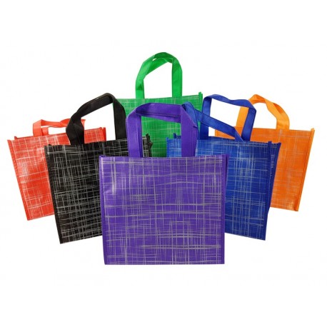 Lot de 72 petits sacs cabas motifs argentés 6 couleurs 28x12x25cm - 9534p