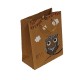 12 poches cadeaux kraft brun motif hibou gris et nuages 24x8x33cm - 9553