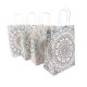 12 petits sacs en papier kraft blanc décor mandalas 15x8x21cm - 14101