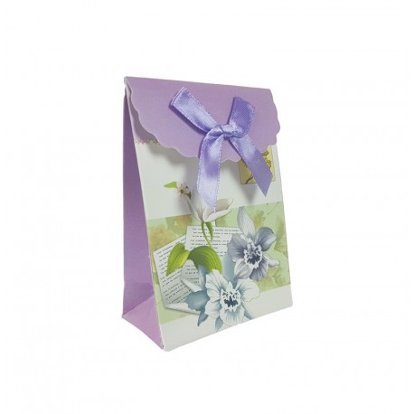 12 petites boîtes cadeaux bijoux mauves et blanches à fleurs 7.5x4x10.5cm - 9578