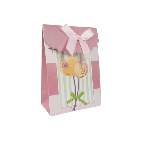 12 petites boîtes cadeaux bijoux rose clair motif coeurs 7.5x4x10.5cm - 9579