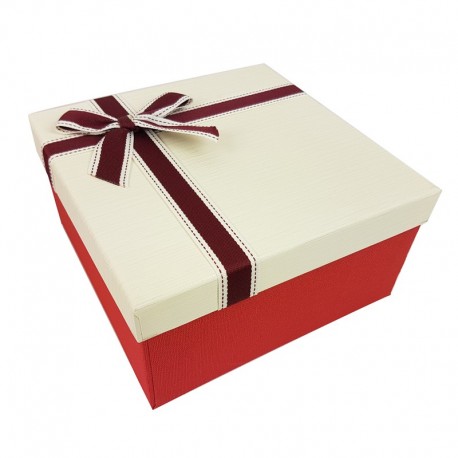 Grand coffret cadeaux de couleur rouge vif et blanc crème 24.5x24.5x12cm - 9636g