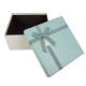 Petit coffret cadeaux blanc cassé et bleu givré 16.5x16.5x9.5cm - 9643p