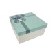 Petit coffret cadeaux blanc cassé et bleu givré 16.5x16.5x9.5cm - 9643p