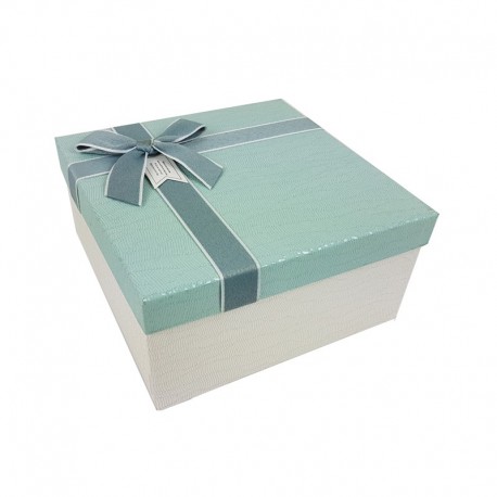 Coffret cadeaux blanc cassé et bleu givré 20.5x20.5x10.5cm - 9644m