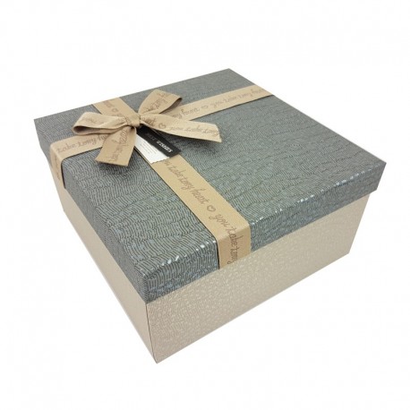 Coffret cadeaux grège et gris ardoise 20.5x20.5x10.5cm - 9650m