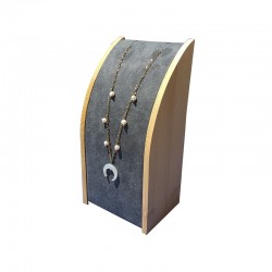 Petit porte collier rectangulaire en bois et suédine grise - 9632