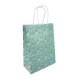 12 petits sacs en papier kraft à fleurs sur fond vert d'eau 15x8x21cm - 14077