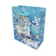 12 petits sacs cadeaux bleus motif Renne de Noël - 12x6x14cm - 9686