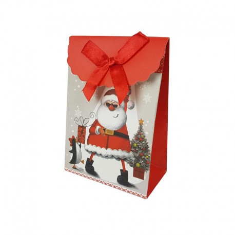 12 petites pochettes cadeaux cartonnées Père Noël 7.5x4x10.5cm - 9696