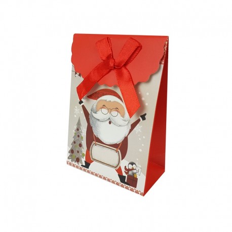12 petites boîtes cadeaux cartonnées Papa Noël 7.5x4x10.5cm - 9694