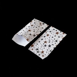 100 pochettes cadeaux blanches 7x13cm motif étoiles - 8144