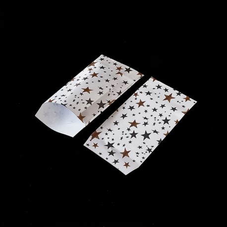 100 pochettes cadeaux blanches 7x13cm motif étoiles - 8307