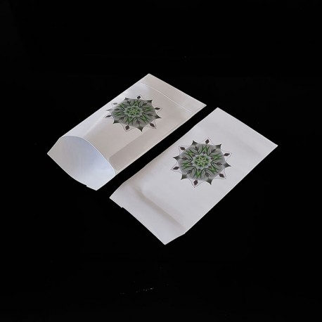 100 pochettes cadeaux blanches 7x13cm motif mandala - 8145