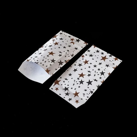 Lot de 100 sachets cadeaux blancs motif étoiles 11x17cm - 8248