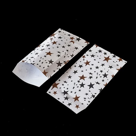 Lot de 50 pochettes cadeaux blanches 16x24cm à motif étoiles - 8160